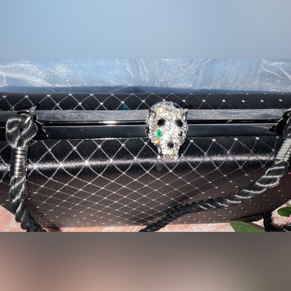 Clutch Bag, Kenneth J Lane Vintage Leopard/Rhinestone Clutch - Picture 3 of 9